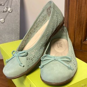 Hotter Mint Green Comfort Leather Ballet Flats